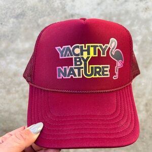 Yachty by Nature | Trucker Rope Snapback Hat | Yacht Boat Cruise Hat | Maroon